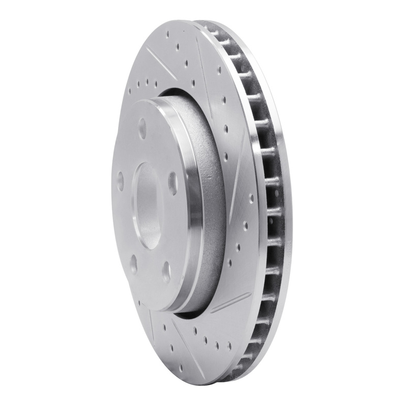 Jeep Wrangler Brake Rotor (1) - Front Right - R1 Concepts - Drilled & Slotted - Silver - `07-`18